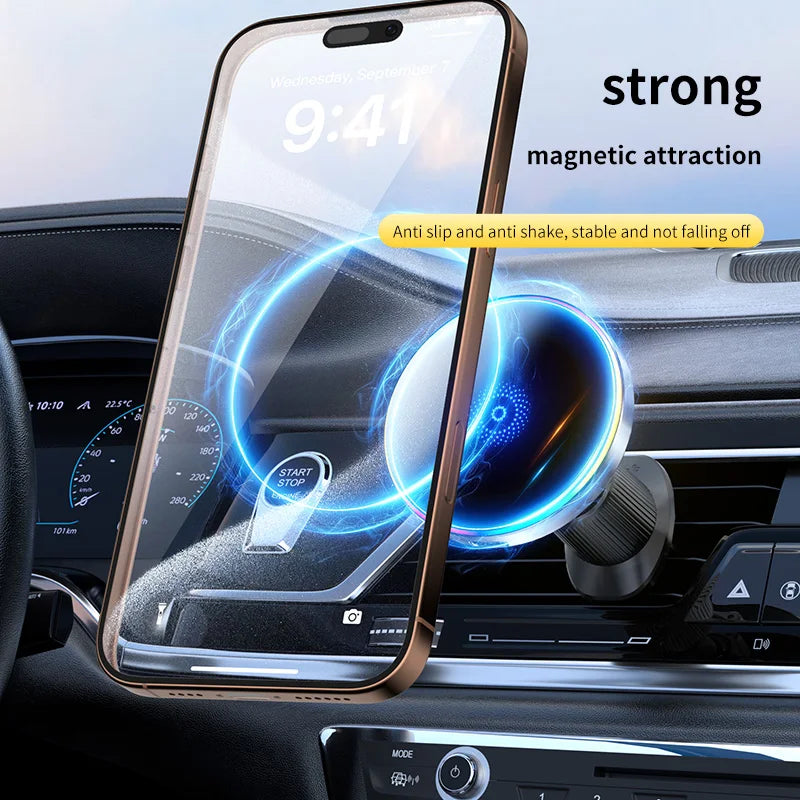 Soporte Magnético para Celular con Cargador Inalámbrico Auto