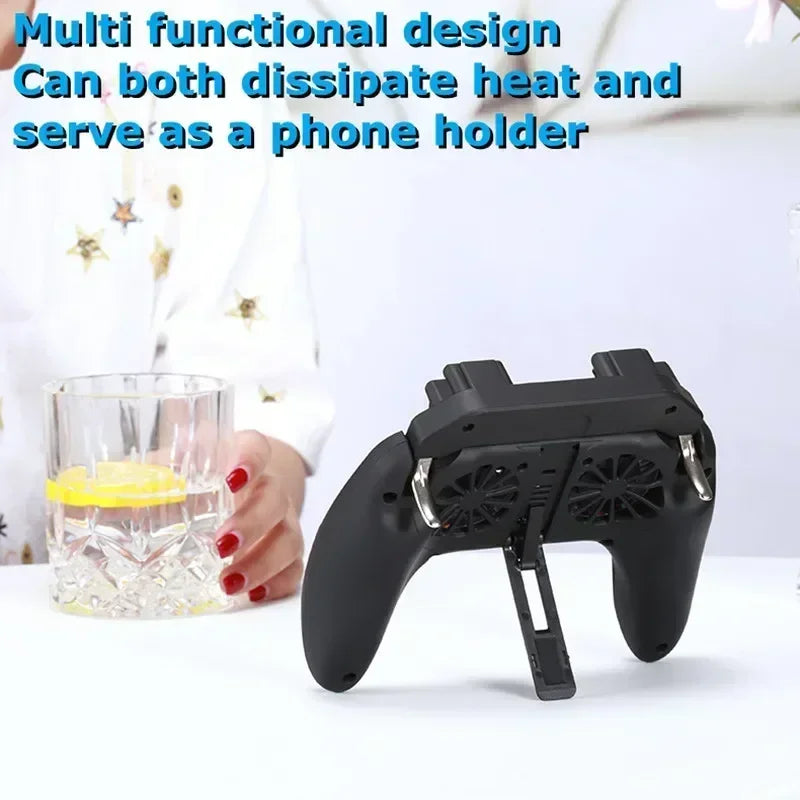 Mango de juego para teléfono móvil H10 de 4 dedos con radiador, mando de disparo, Joystick para IOS y Android, accesorios para juegos