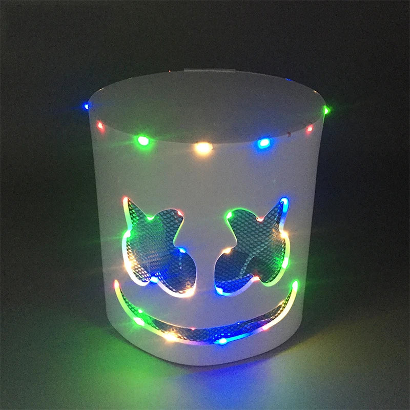 Máscara brillante de DJ Marshmello, barra de baile de Hip Hop, accesorios de espectáculo en club nocturno, máscara LED DIY de malvavisco Cos, máscara de DJ Disco para hombres, Disfraz