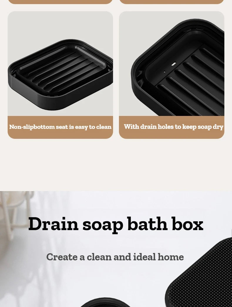 Caja de Almacenamiento de Jabón de Silicona 2 en 1, Plegable con Orificio de Ventilación, Antideslizante, Portátil, con Cepillo para Champú y Cepillo Exfoliante para Viajes