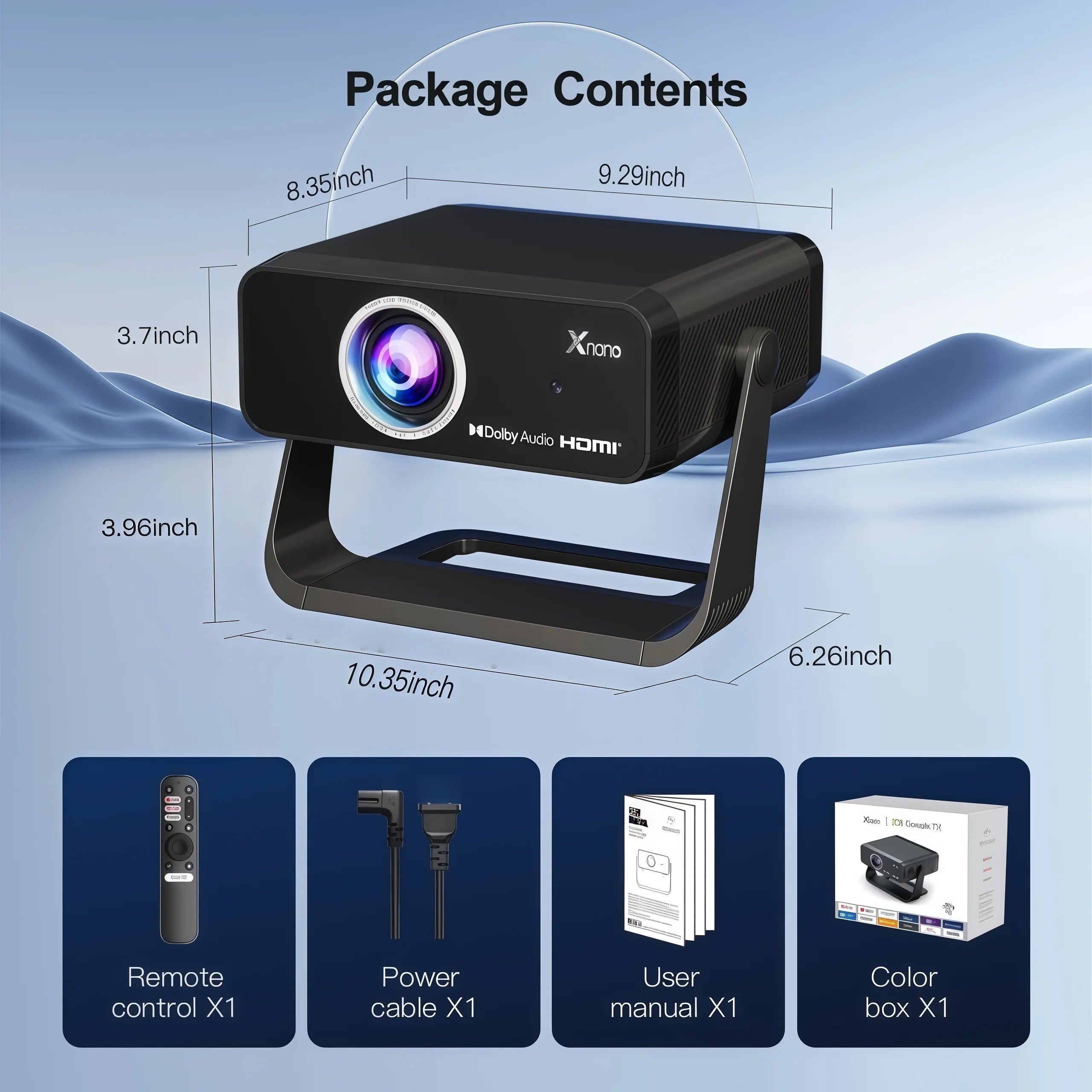 Proyector XNANO GT350 con Google TV, 600 ANSI, Resolución Nativa 1080P, WiFi, Bluetooth, Enfoque Automático, Keystone, Chromecast, HDR10+, Cine en Casa