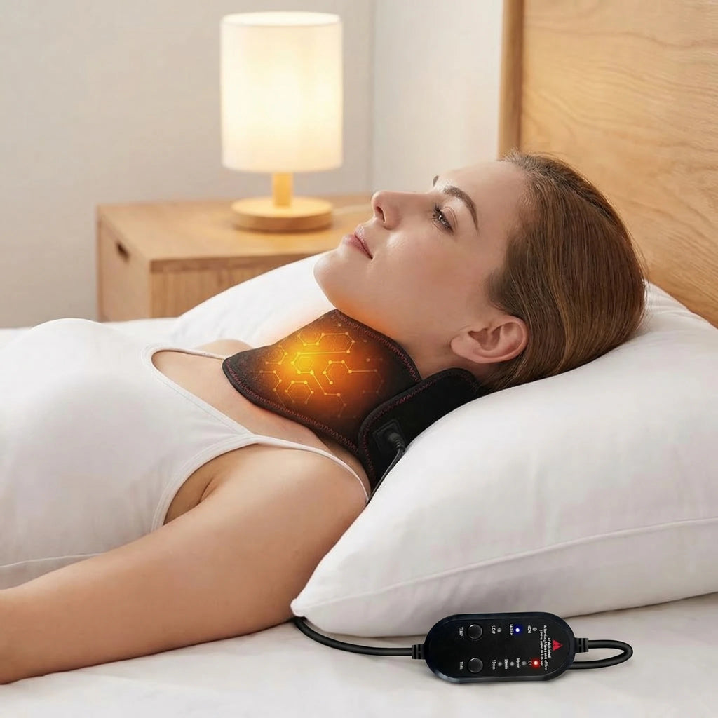 Cinturón masajeador eléctrico con calor para el cuello, con 3 niveles de temperatura ajustables para calidez y relajación, soporte para masaje cervical