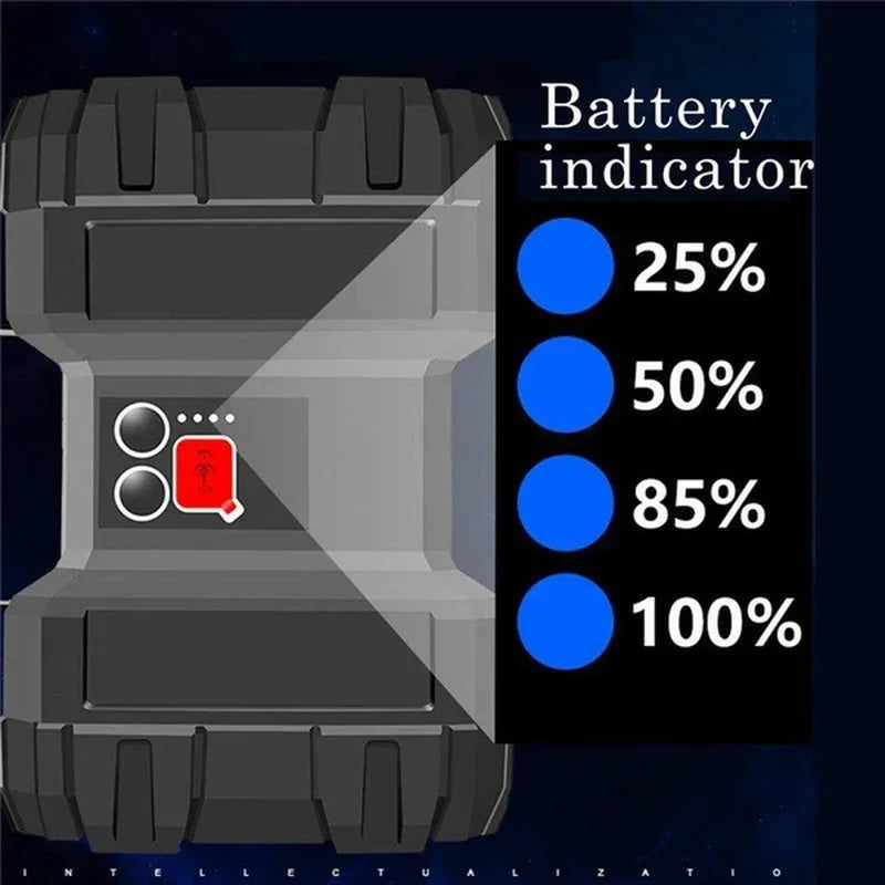 XHP100-reflector de luz LED táctil superbrillante, linterna de doble cabezal, recargable por USB, luces de emergencia portátiles para exteriores
