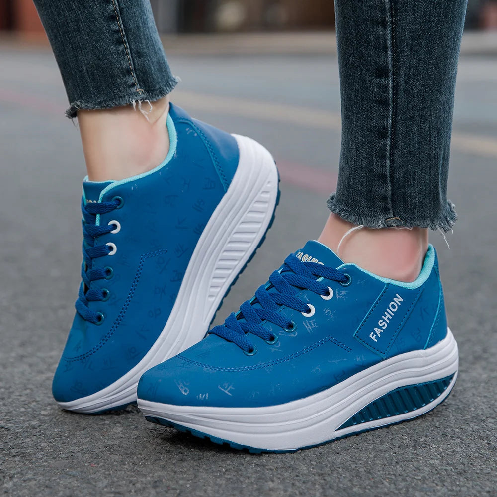 Zapatillas de Cuña para Mujer - Transpirables, Suela Gruesa y Cordones