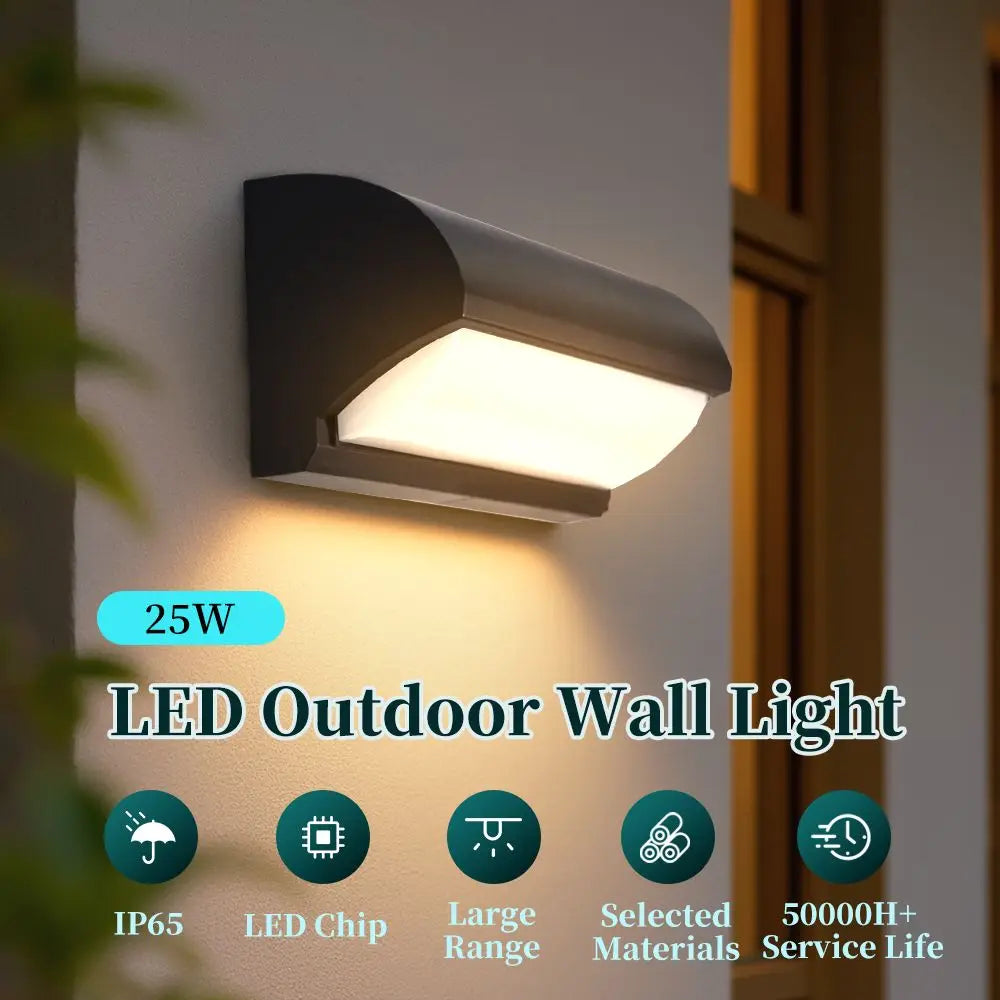 Aplique de Pared LED Moderno Negro IP65 25W para Interior