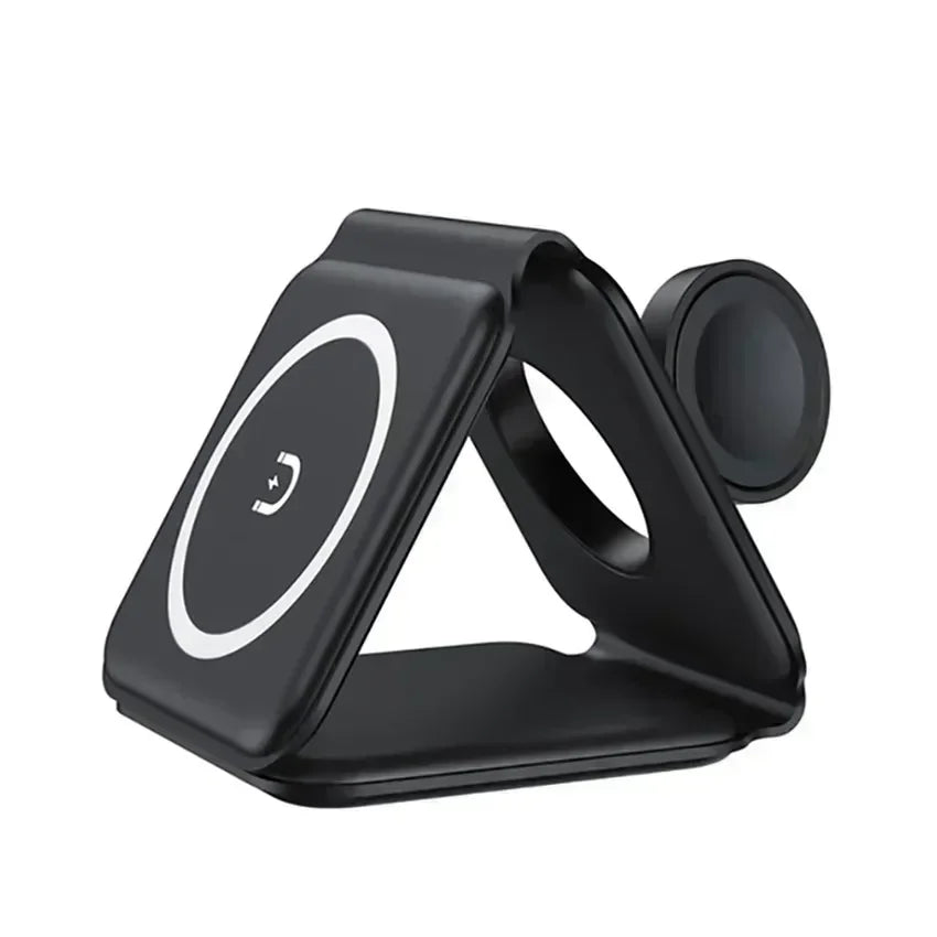 Cargador Inalámbrico Plegable 3 en 1 de Carga Rápida para Escritorio, Compatible con iPhone 17 16 15 14 13 Pro Max, iWatch 10 9 8 7 6, AirPods Pro 2