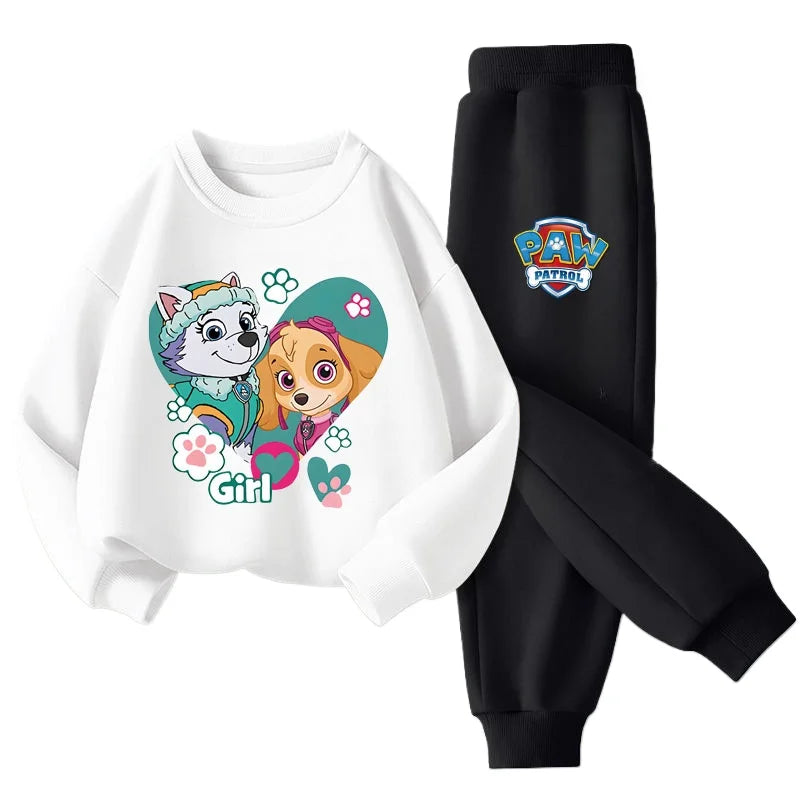 PAW Patrol-Conjunto de sudaderas con capucha informales para niños y niñas, jersey con estampado de dibujos animados, pantalón largo, traje de dos piezas, chándal para niños