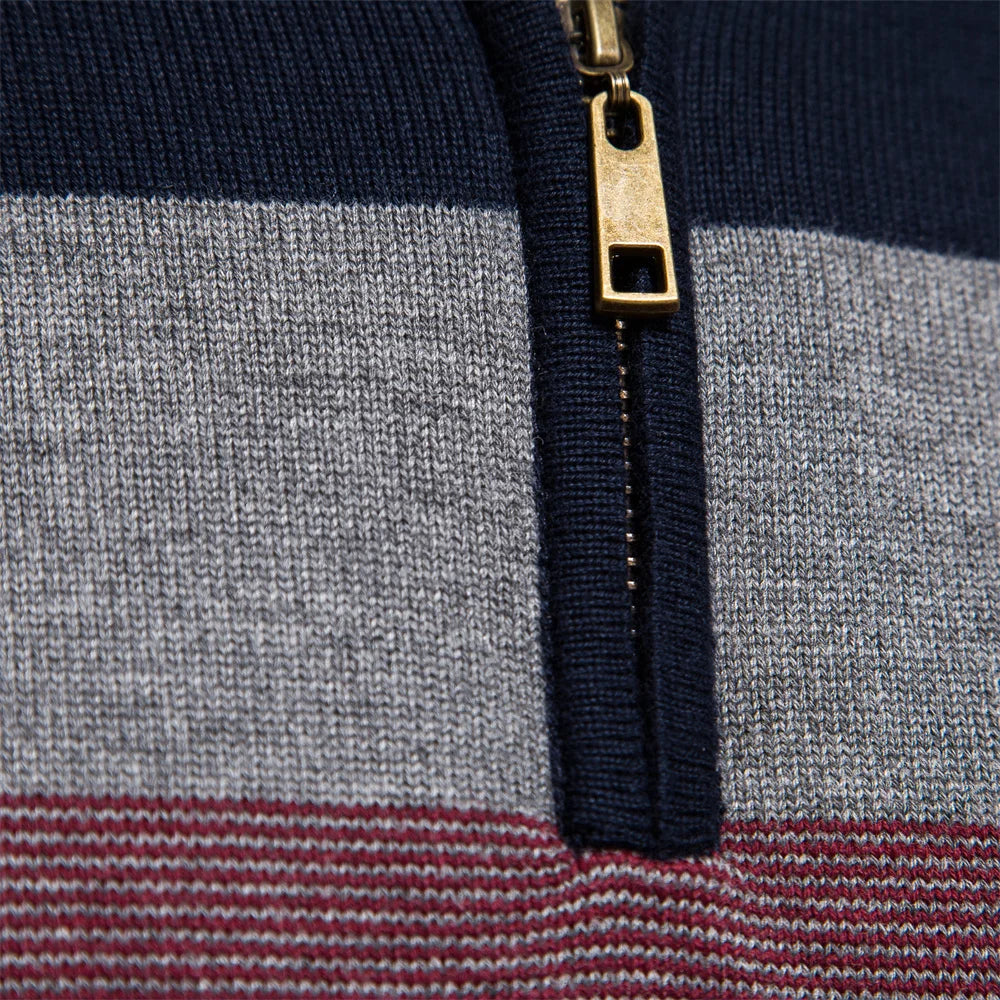 AIOPESON, suéter de retazos para hombre, suéter informal de algodón con cremallera y cuello simulado para hombre, nuevo suéter cálido de moda de invierno para hombre