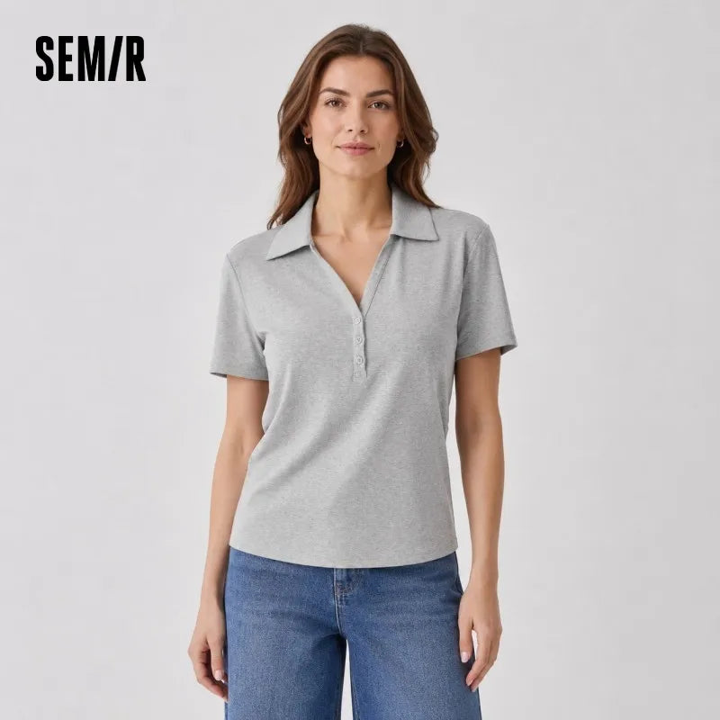 Camiseta Polo de Mujer, Corte Corto, Manga Corta