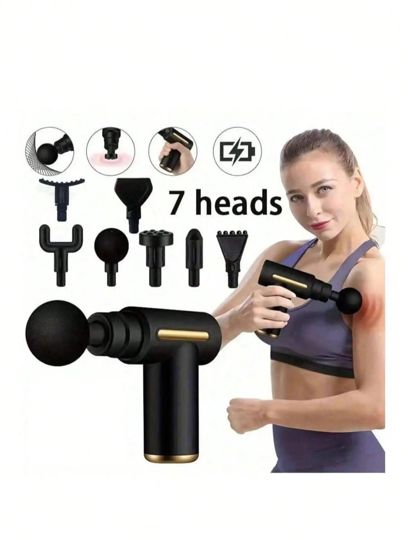 Pistola de masaje muscular portátil 2026 para masaje corporal, con pantalla táctil Led, ajuste de velocidad y 4 reemplazables, recargables