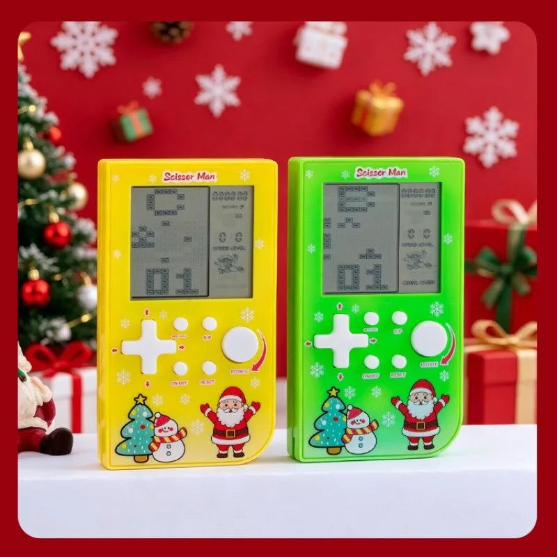 Consola de Juegos Retro con Diseño de Ladrillos Navideños, Tetris con Temática Festiva, Consola Electrónica Portátil, Regalo Festivo