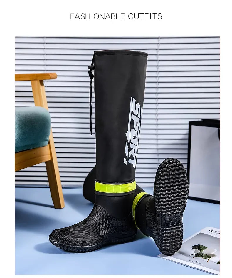 Botas de lluvia para hombre impermeables antideslizantes de caña alta