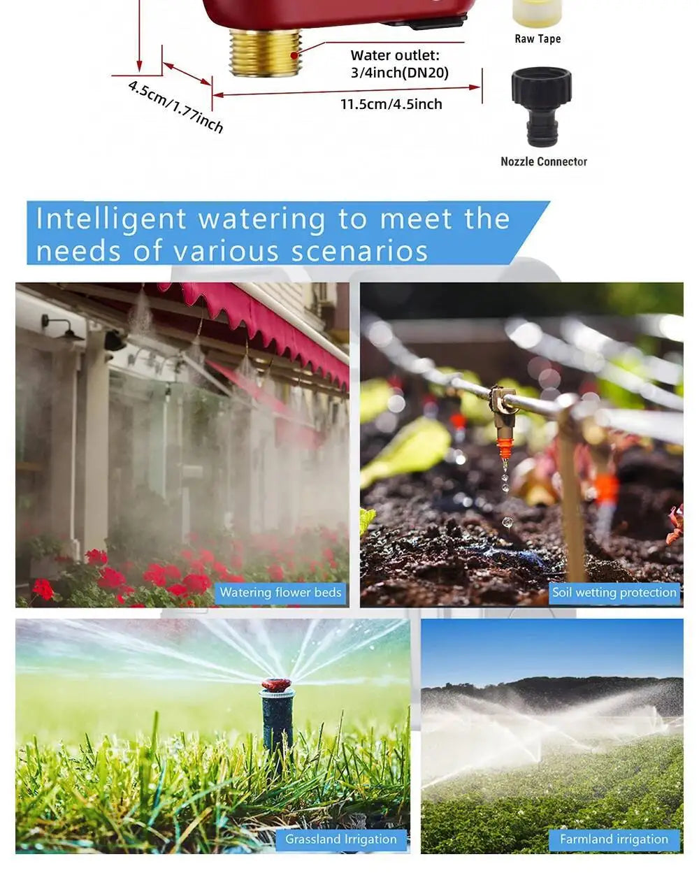 Temporizador de agua WiFi inteligente, controlador de riego, No requiere concentrador, válvula automática de aspersor de goteo para jardín, Control por aplicación Tuya