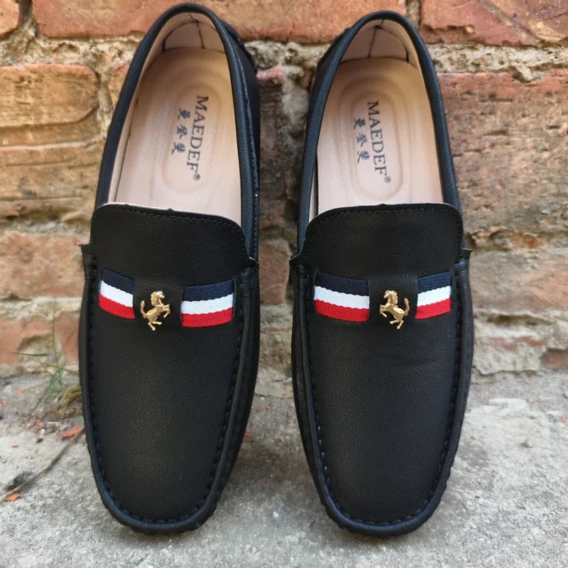 YRZL Mocasines blancos Mocasines de cuero PU negro para hombre Mocasines casuales sin cordones Hombres Mocasines cómodos Zapatos de conducción para hombres
