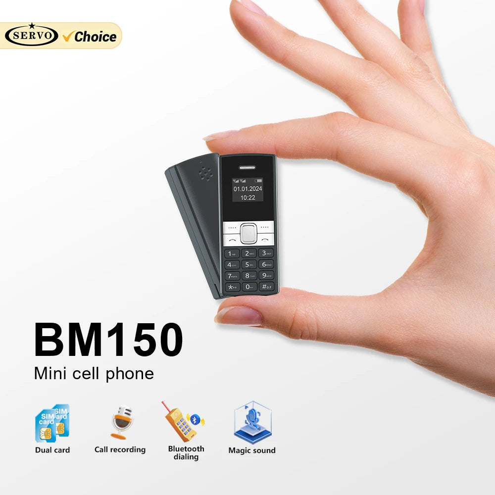 SERVO BM150-teléfono móvil con funciones súper pequeñas, 2 SIM, marcación de velocidad en espera, registro de llamadas automático, lista negra, Mini botón, teléfonos más pequeños