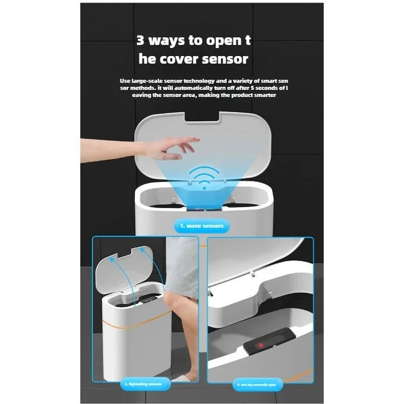 Bote de basura de inducción inteligente, sala de estar automática para el hogar, baño, nueva versión eléctrica, funda para cinturón de costura