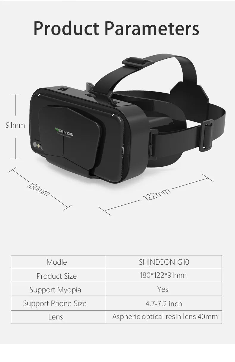 Shinecon-gafas de realidad Virtual Viar 3D VR, dispositivo, lentes para casco, auriculares, gafas inteligentes para teléfono inteligente, Realidade móvil
