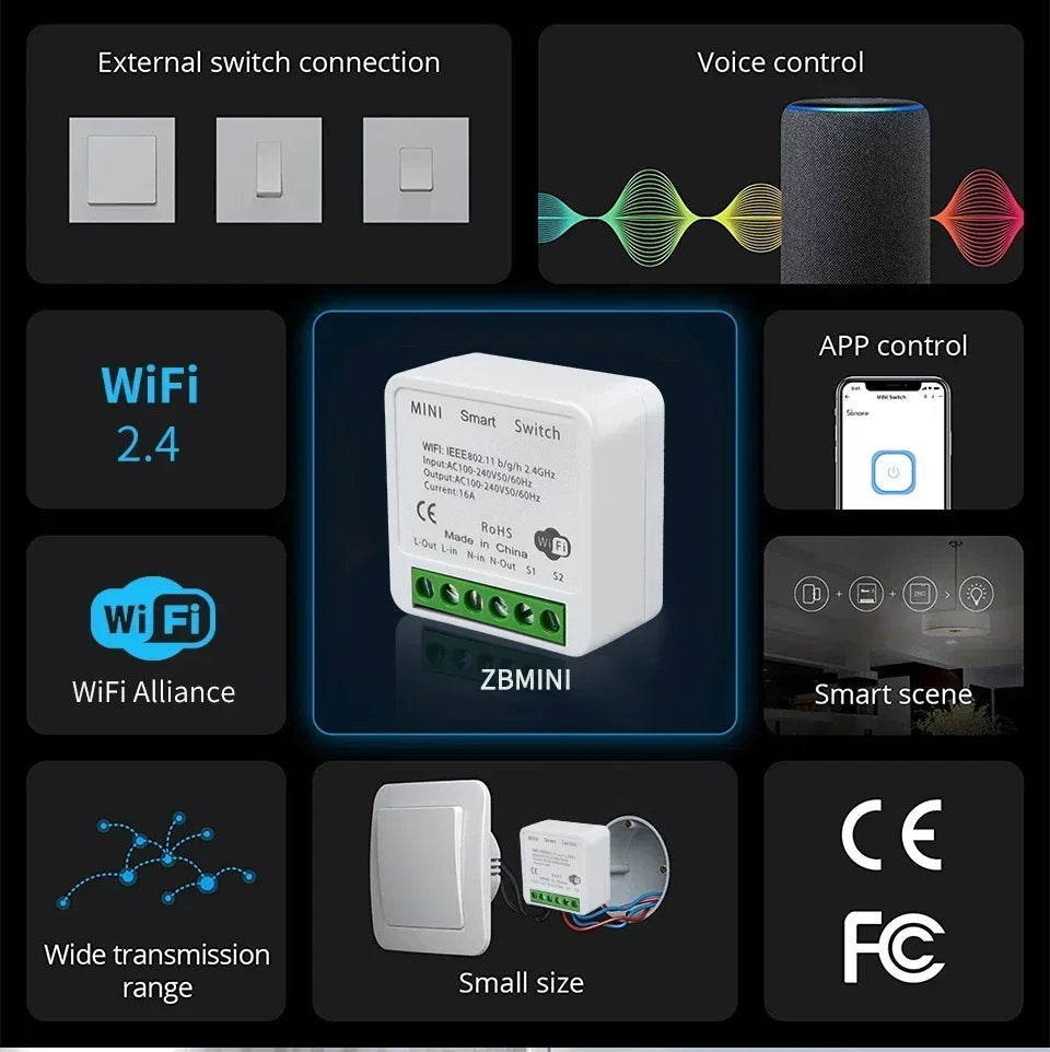 Interruptor WiFi Inteligente Tuya 16A 20A con Receptor