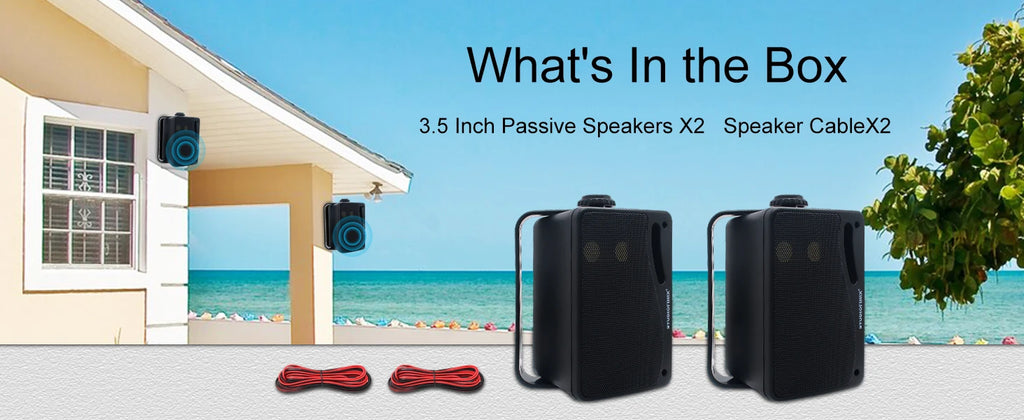 STUDIOFINIX Altavoces Pasivos de 3 Vías para Exteriores de 3.5 Pulgadas y 200W, Sonido Nítido, Cableados, Resistentes a la Intemperie, Montaje en Pared para Patio, Barco, 2 Piezas