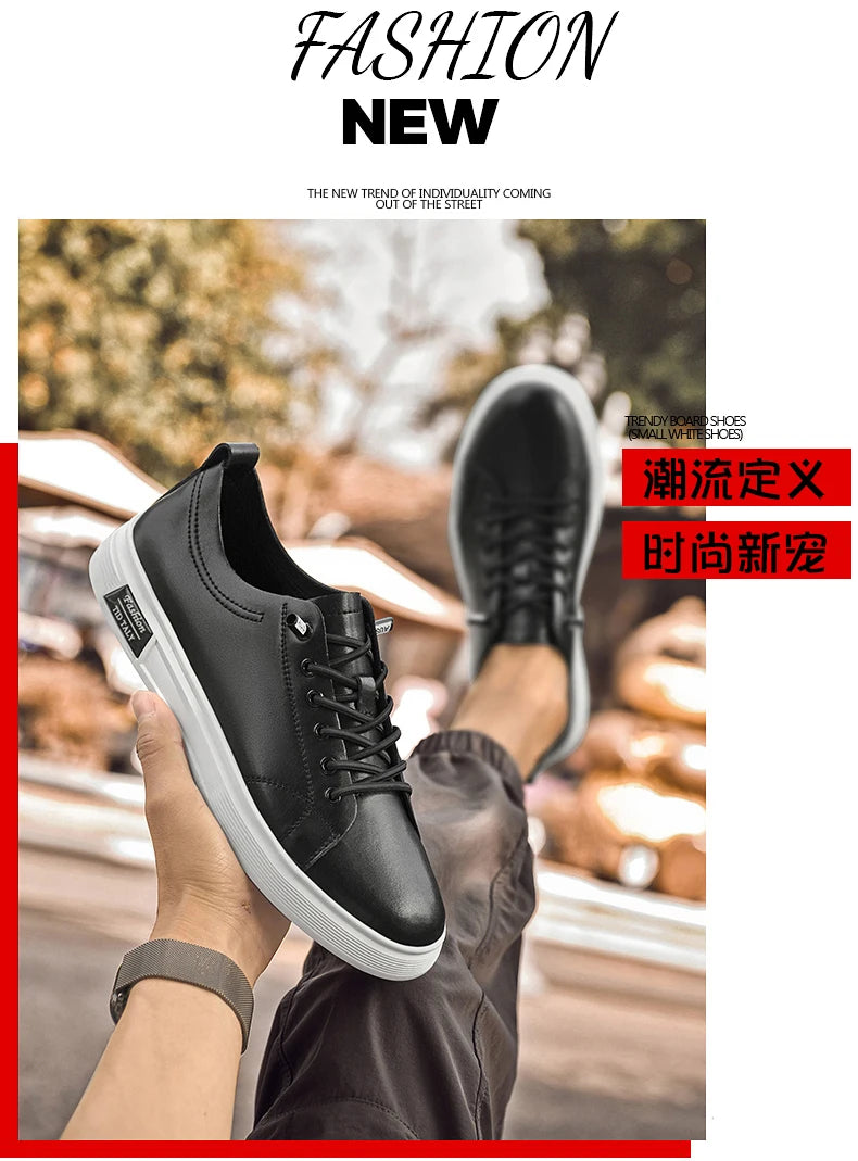 Zapatos casuales, zapatos deportivos de piel de vaca, zapatos planos, zapatos casuales clásicos para hombres, nuevos estilos de primavera y otoño, zapatos casuales de moda