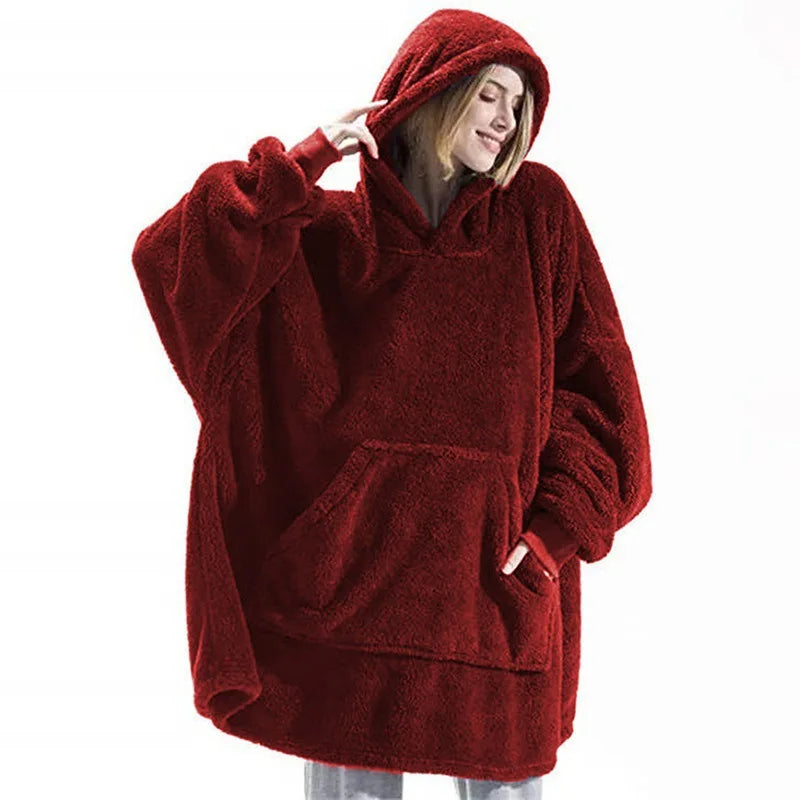 Sudadera polar con capucha para mujer, holgada talla única