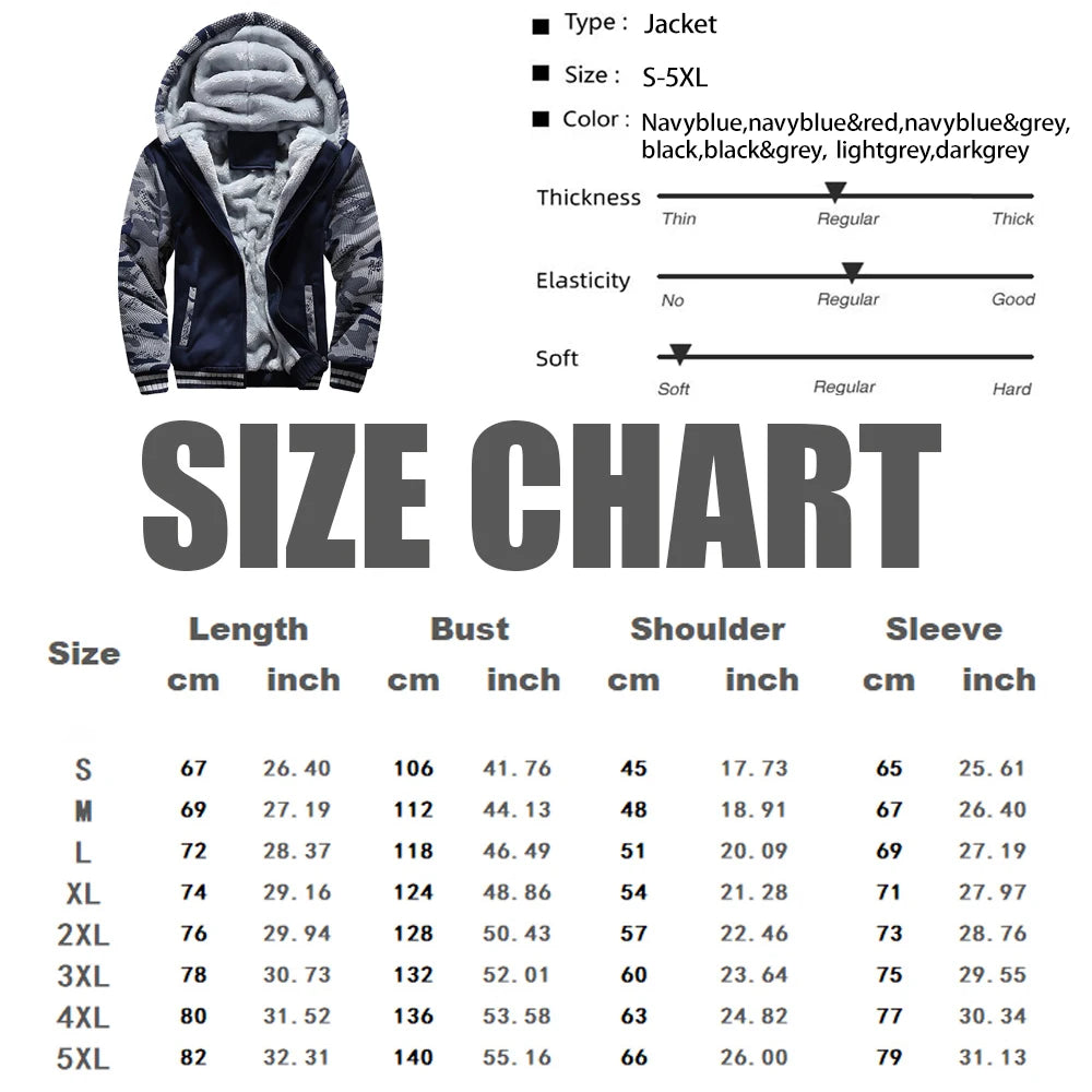 Chaqueta de Invierno con Capucha para Hombre - Camuflaje Forro Polar