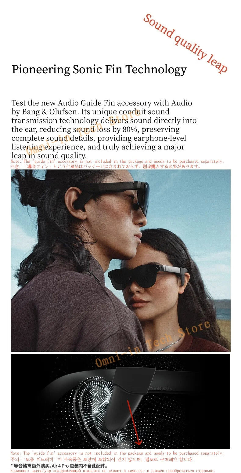 Gafas AR inteligentes RayNeo Air 4 Pro, brillo de 1200 Nits, visualización HD de 135 pulgadas, 4 parlantes, audio inmersivo, HDR10