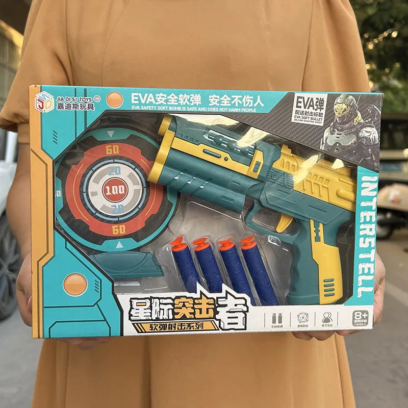 Juego de Pistolas de Juguete con Balas de Espuma Seguras, Divertido Juego de Disparos en Interiores y Exteriores, Pistola de Juguete Interactiva para Practicar Tiro al Blanco, Regalo