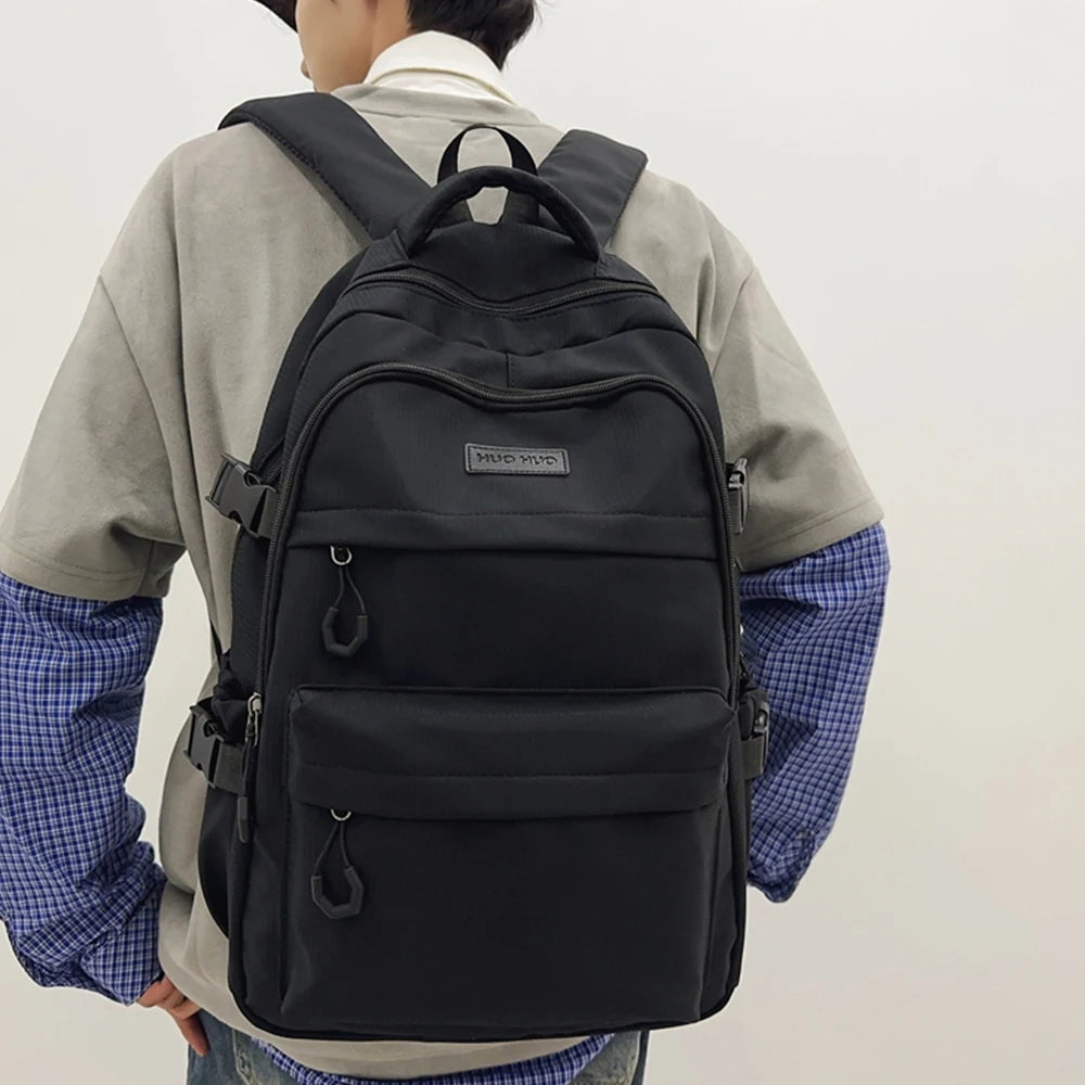 Mochila informal de nailon con múltiples bolsillos, mochila de gran capacidad con puerto de carga USB, bolso duradero para la escuela y el trabajo