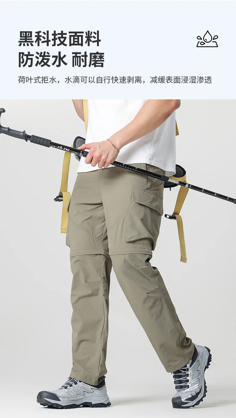 Pantalones convertibles de senderismo tipo cargo para hombre, impermeables, de secado rápido, livianos, con cremallera extraíble, perfectos para aventuras al aire libre, pesca y camping, equipo de senderismo versátil para