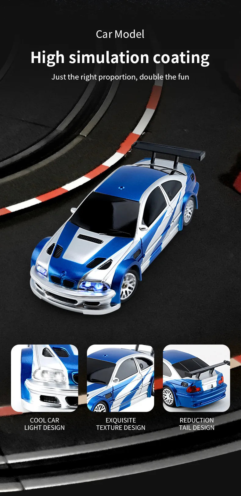 Auto de Drift RC 1:64 y 1:43 Control Remoto para Niños