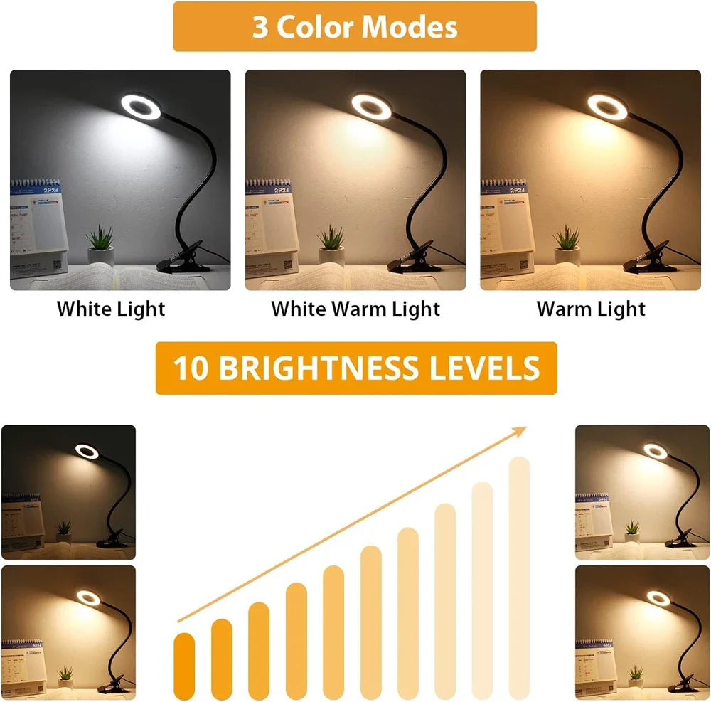 Lámpara LED Flexible con Clip 360° para Lectura