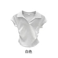 Camiseta Básica Corta Ajustada de Algodón para Mujer