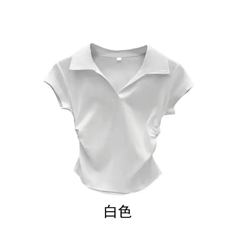 Camiseta Básica Corta Ajustada de Algodón para Mujer