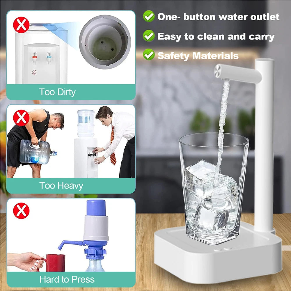 Dispensador de agua eléctrico portátil con bomba automática recargable