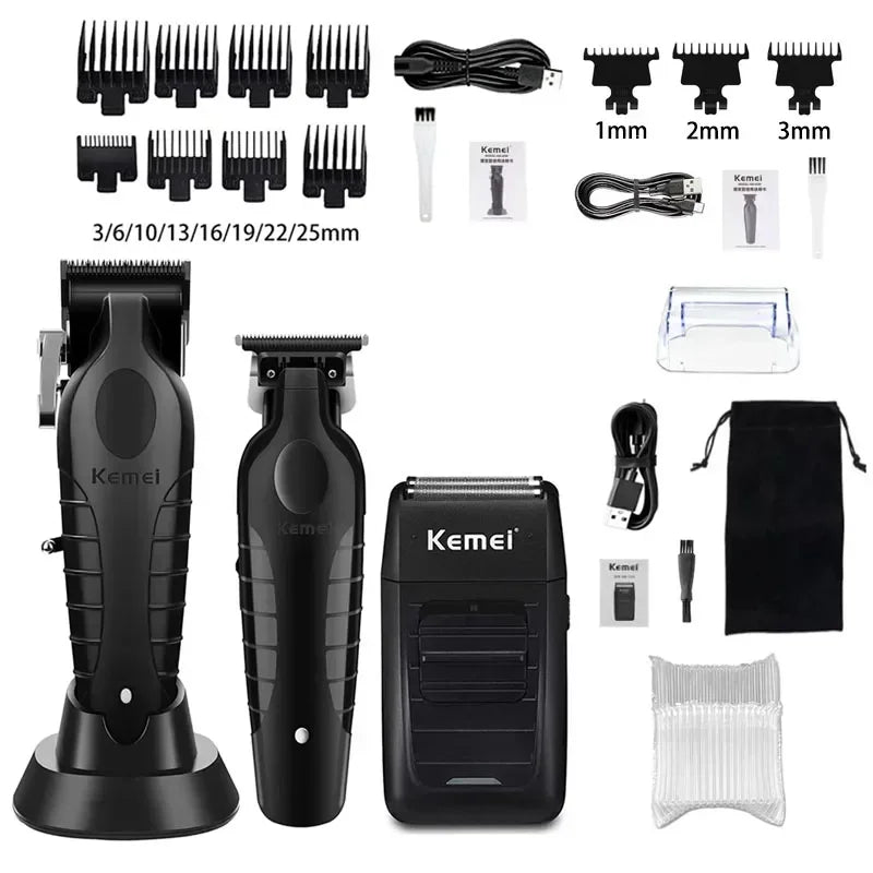 Kit de Cortadora de Pelo Profesional, Modelos KM-2299, KM-2296, KM-1102