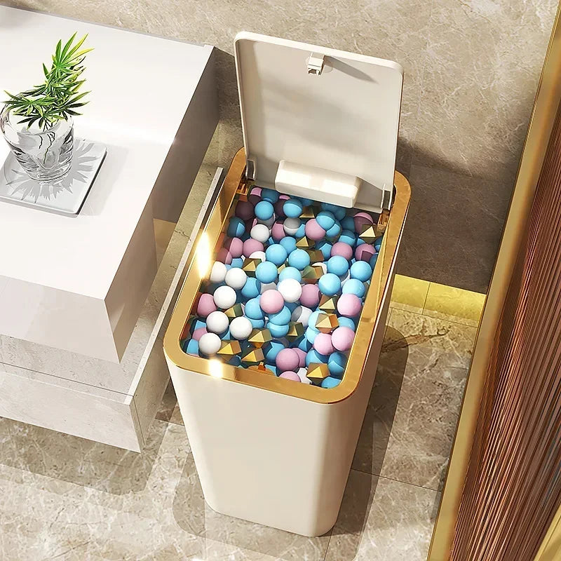 Cubo de basura nórdico de 10 L con tapa de un toque y desodorante