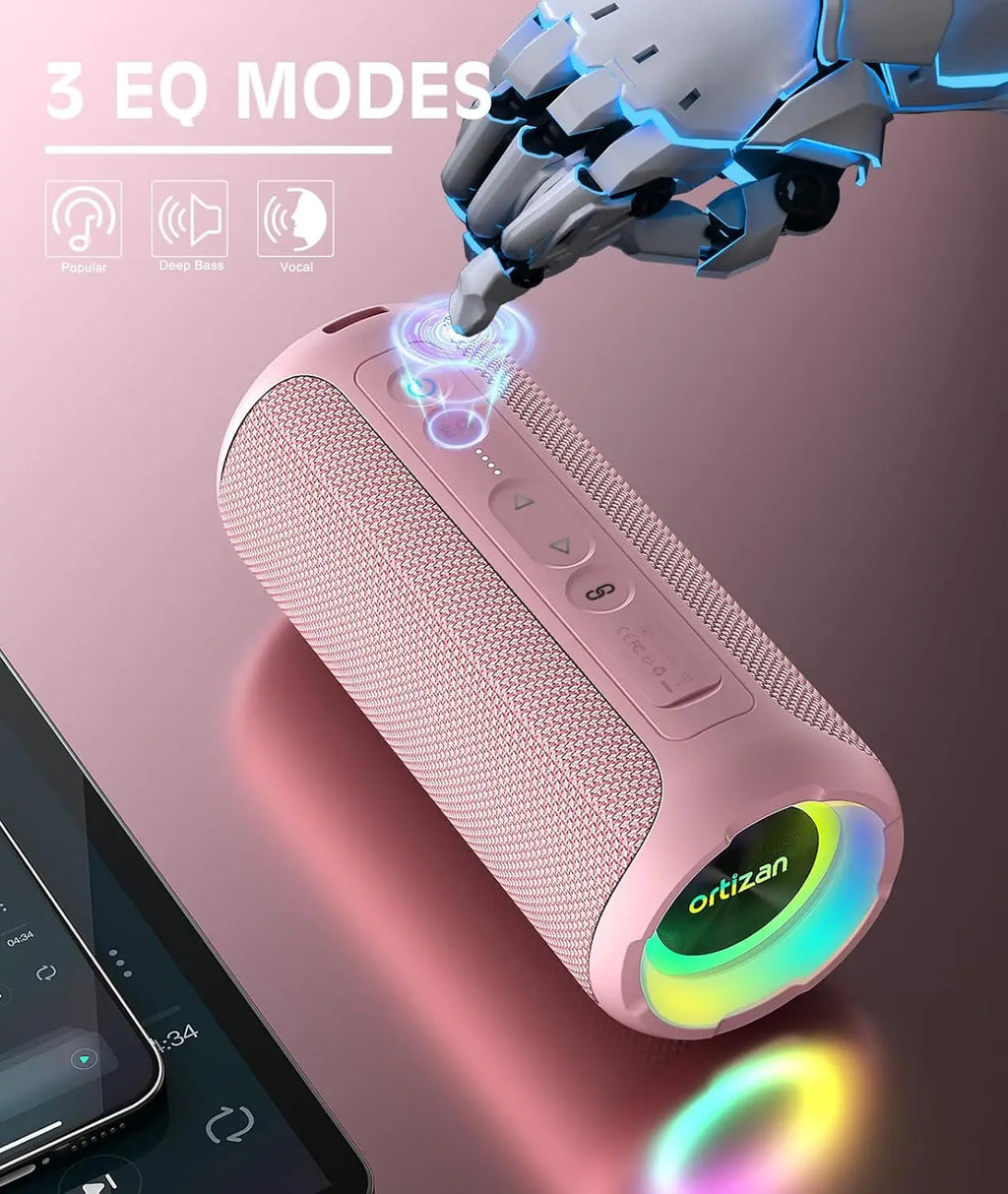 Ortizan X8 Pro, Altavoz Bluetooth portátil impermeable, Luces RGB, Calidad de sonido premium