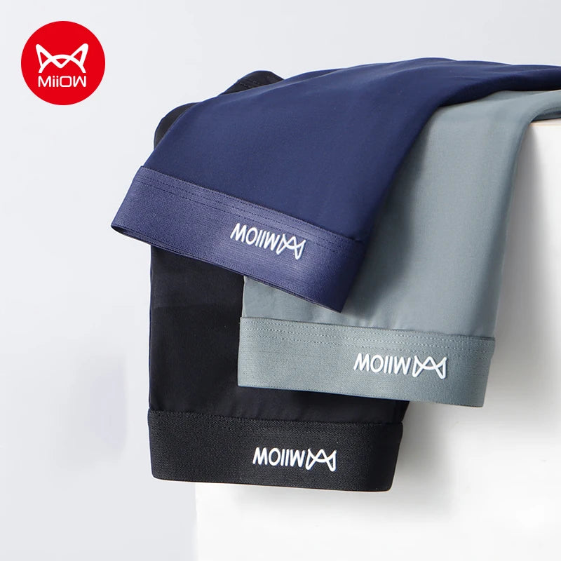 MiiOW, 3 uds., Boxershorts finos de seda helada para verano para hombre, ropa interior antibacteriana de grafeno para hombre, bragas transpirables y frescas para hombre, Boxershorts