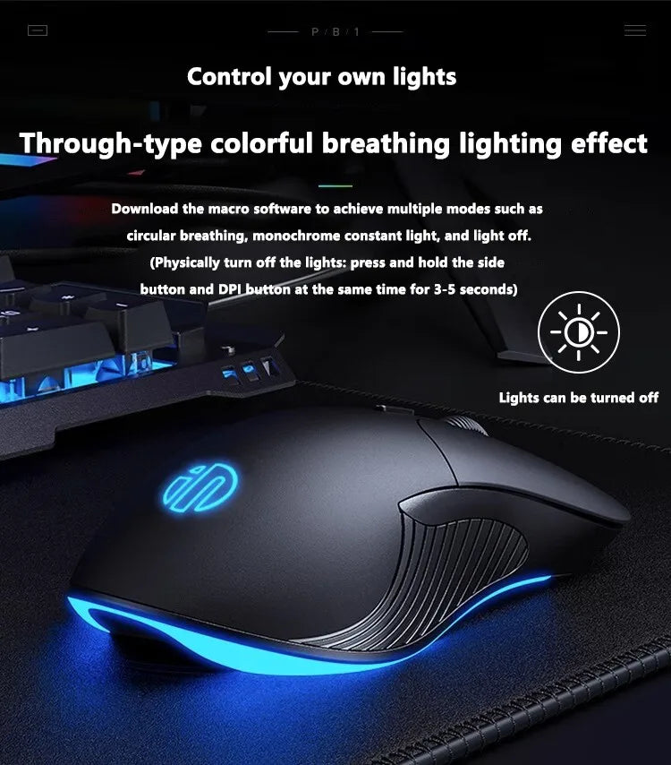 INPHIC-ratón con cable USB B2, Mouse silencioso para juegos de oficina, PC y portátiles