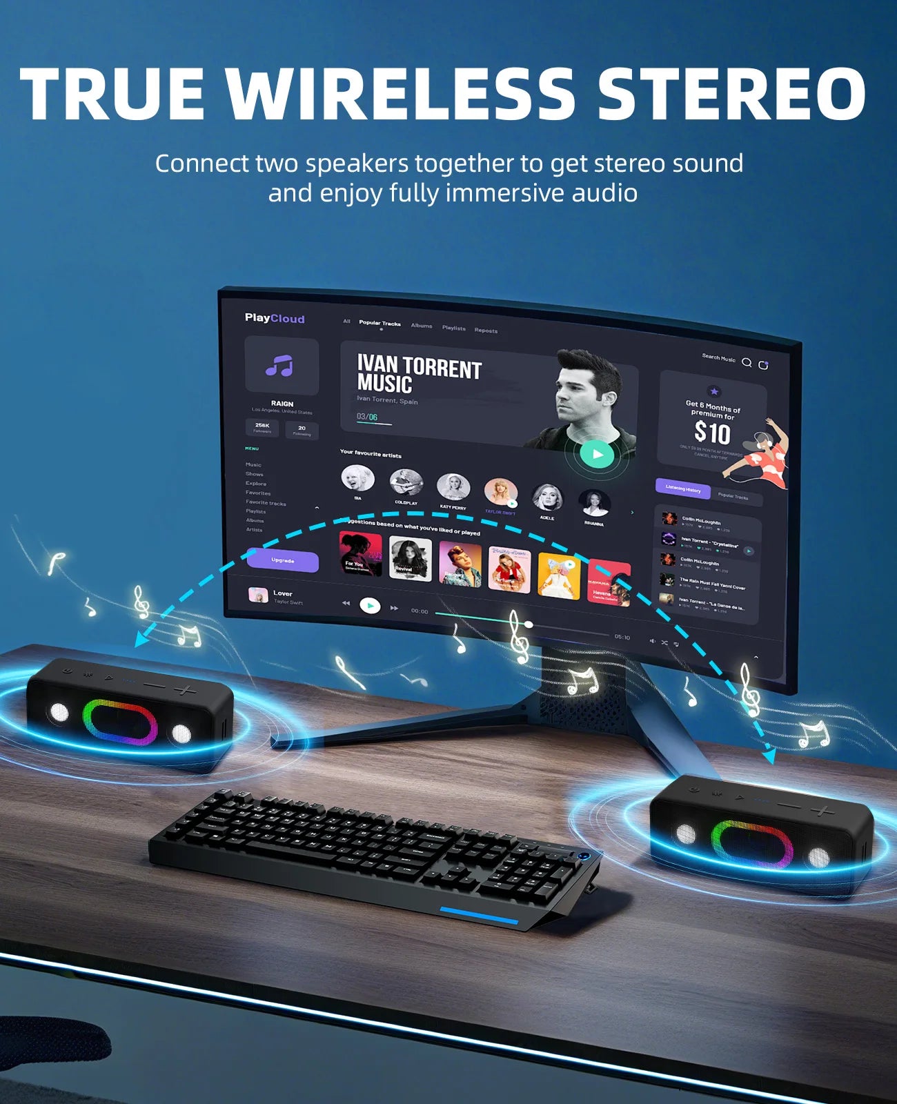Ortizan S11 Altavoz Bluetooth Portátil con Luces LED