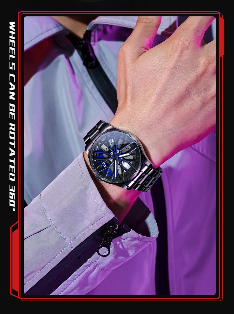 Reloj de Cuarzo OLEVS 9937 para Hombre con Esfera Giratoria de Acero