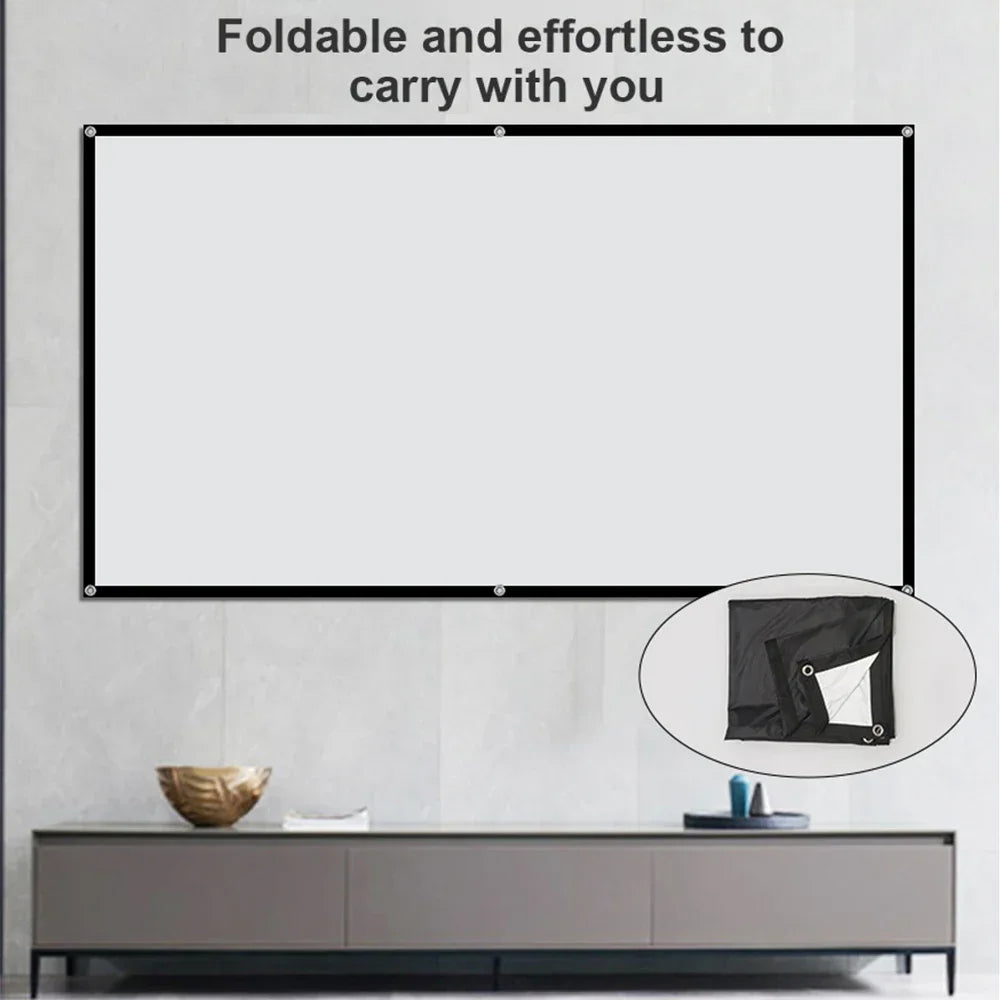 Pantalla de proyector LEJIADA de 60-150 pulgadas, trituración de leche blanca, fondo negro, diseño sin arrugas, pantalla de proyección suave para interiores y exteriores