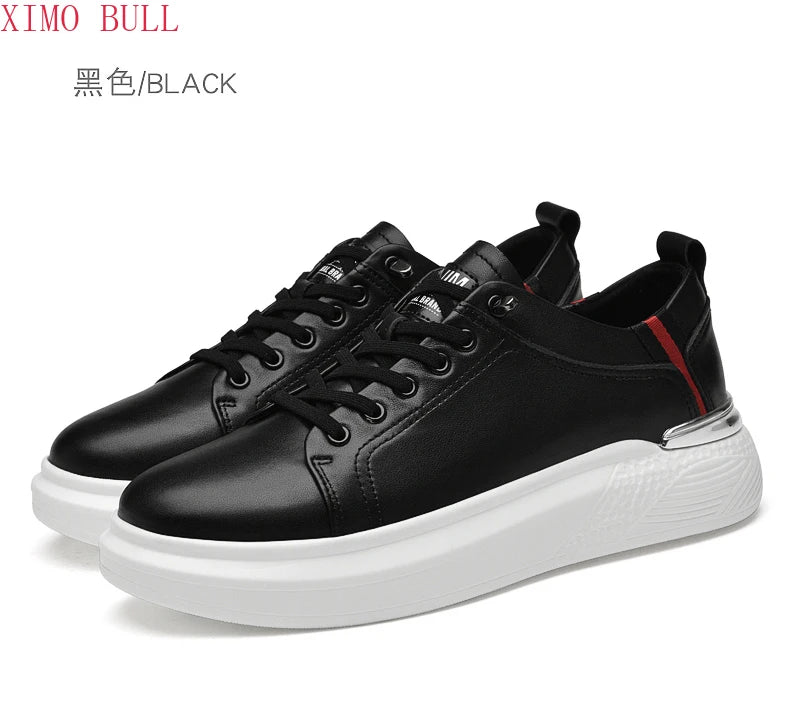 Zapatillas de deporte de cuero genuino para hombres, zapatos con elevador, zapatos invisibles transpirables, zapatillas de deporte casuales de moda para hombres