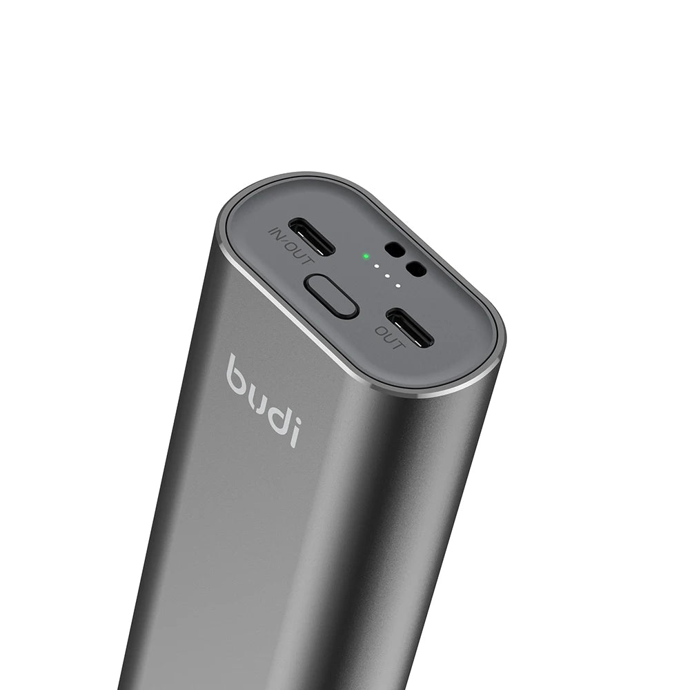 Cargador Rápido de Baterías Budi 18650, Banco de Energía PD de 20W con Herramienta de Extracción de Agujas y Almacenamiento para Tarjetas SIM/TF
