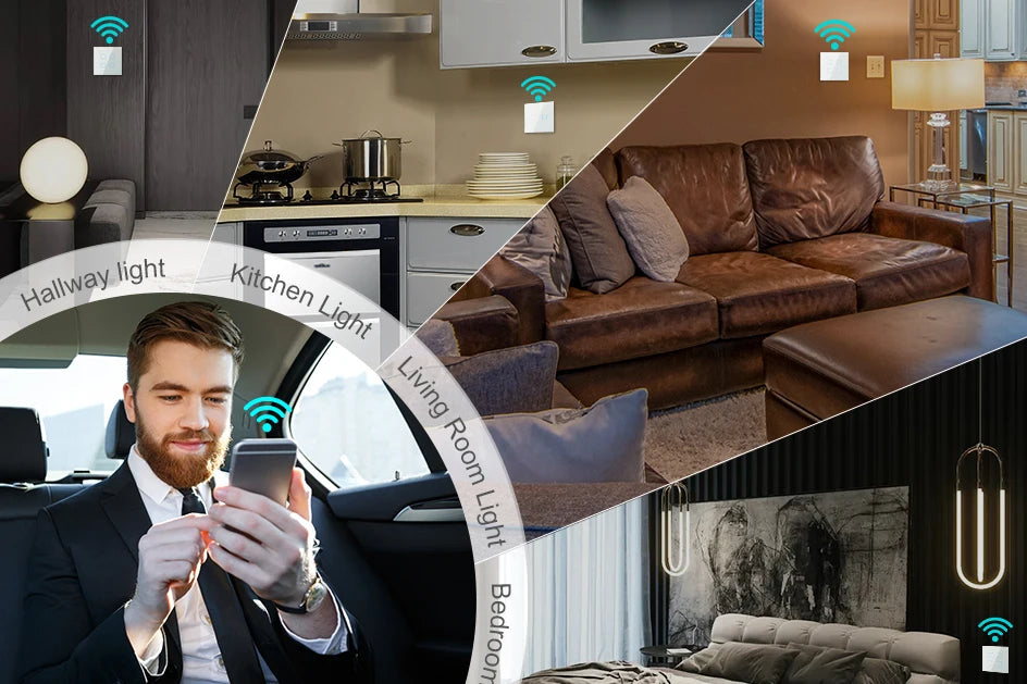 Interruptor inteligente de encendido y apagado con WiFi, dispositivo con botón de encendido de 220V, para pared, Alexa, Google Home, sin cable neutro, UE, dos vías