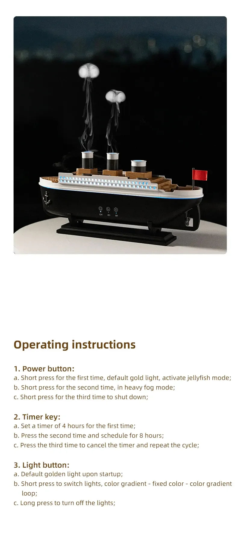 Humidificador Titanic con Control Remoto 250ml