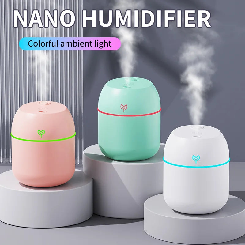 Humidificador ultrasónico USB portátil con difusor de aromas y luz LED