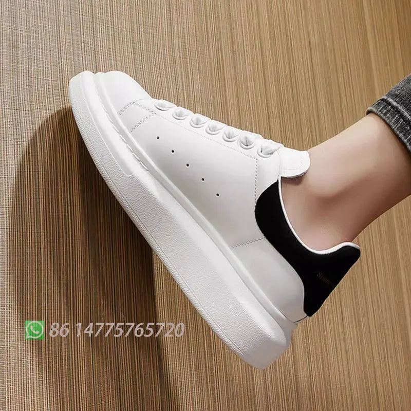 Zapatillas deportivas unisex con plataforma para hombre y mujer, para primavera y otoño, versátiles, a la moda, informales, blancas, de diseñador, con tacón oculto.