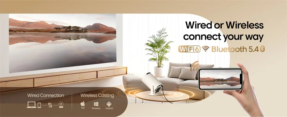 Mini Proyector XFY HY300 con WIFI 5G y Bluetooth, Compatible con 4K 1080P, Proyector Portátil 180 °   Proyector Keystone Automático Giratorio